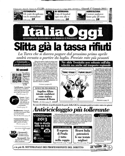 Italia oggi : quotidiano di economia finanza e politica